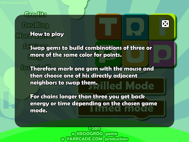 The TriPop help screen